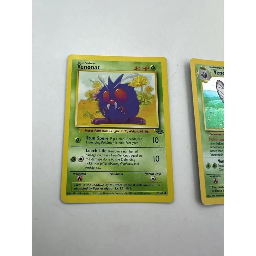 Pokémon TCG Venonat & Venomoth Holo Rare Card Pokemon 13/64 Jungle Base Set